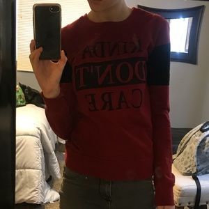 Red and Black ‘Kinda Don’t Care’ Sweater